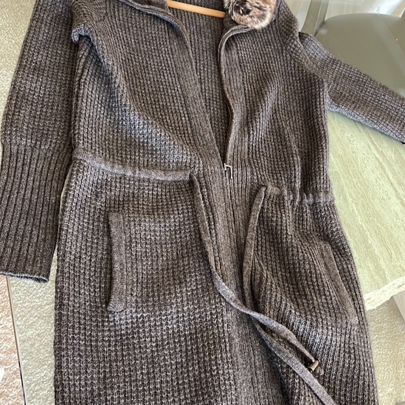 KINROSS CASHMERE HOODED DUSTER GREY - Picture 7 of 7